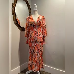 Hello Molly Stories from the Garden Orange Midi Dress
